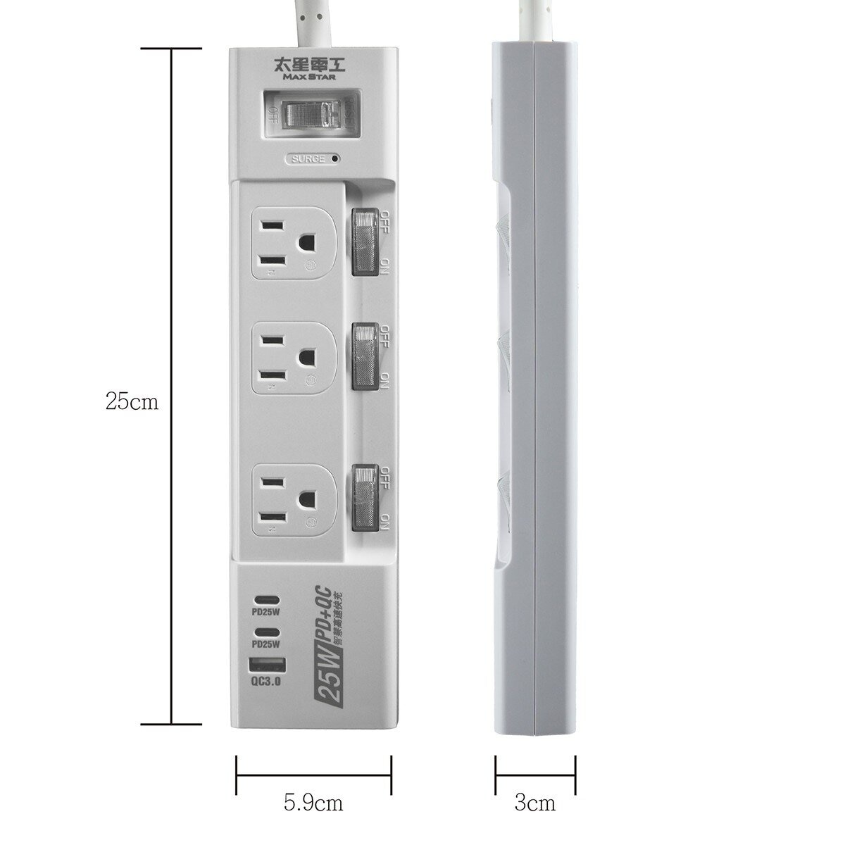 太星電工 四開三插快充延長線 / 15A 1.2公尺 + 1.8公尺 (兩入裝)