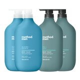 Method Men Body Wash 828 ml X 4-Pack Glacier Granite + Sea Surf