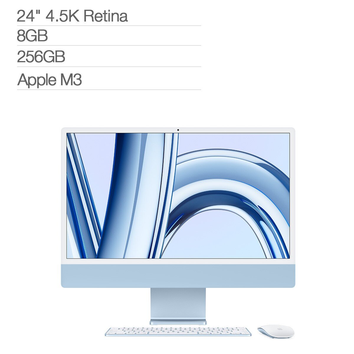 Apple iMac 24吋 搭配 M3 晶片 8 核心 CPU 8 核心 GPU 256GB SSD 藍色