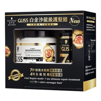 施華蔻 GLISS 白金沙龍級護髮組 4效全能髮膜 400毫升 + 7秒修護水髮膜 200毫升