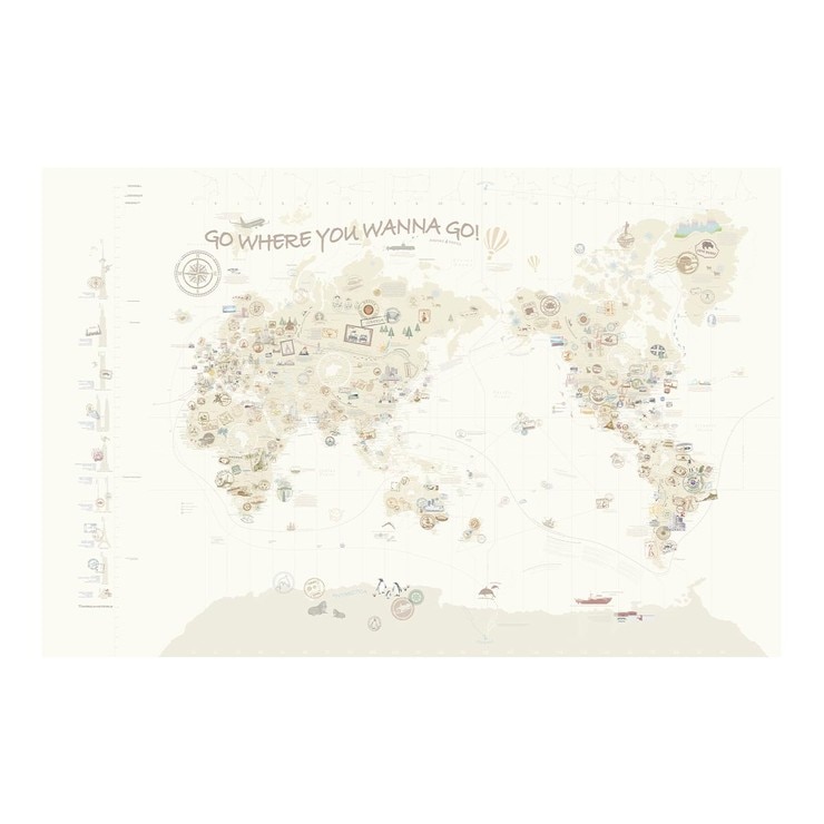 U2 韓國世界地圖水貼自黏壁紙7入 文青版 Costco 好市多線上購物