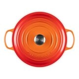 Le Creuset 雙耳圓形鑄鐵鍋 含鋼頭鍋蓋 28公分 火焰橘