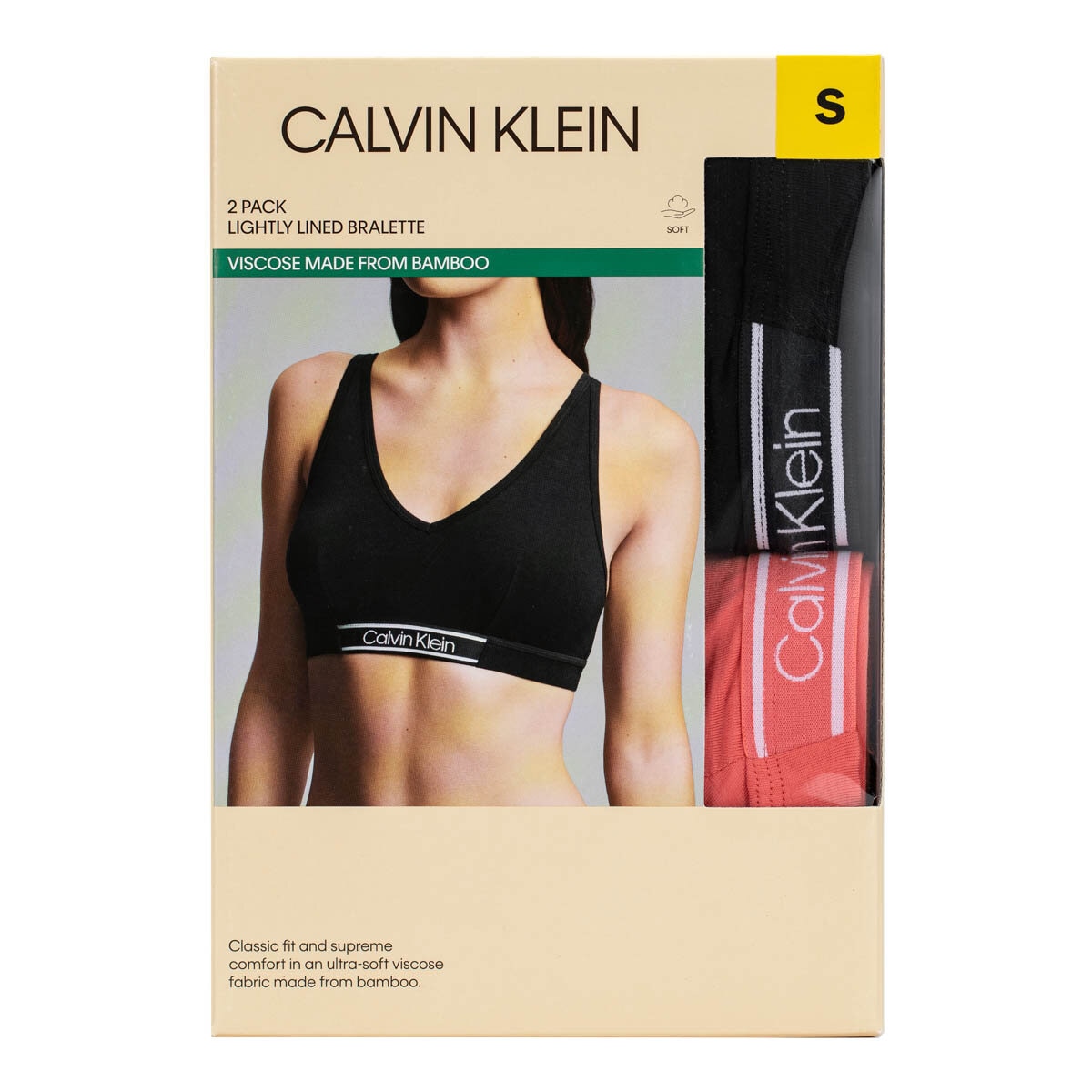  Calvin Klein 女柔軟無鋼圈內衣二件組 黑 / 粉 L