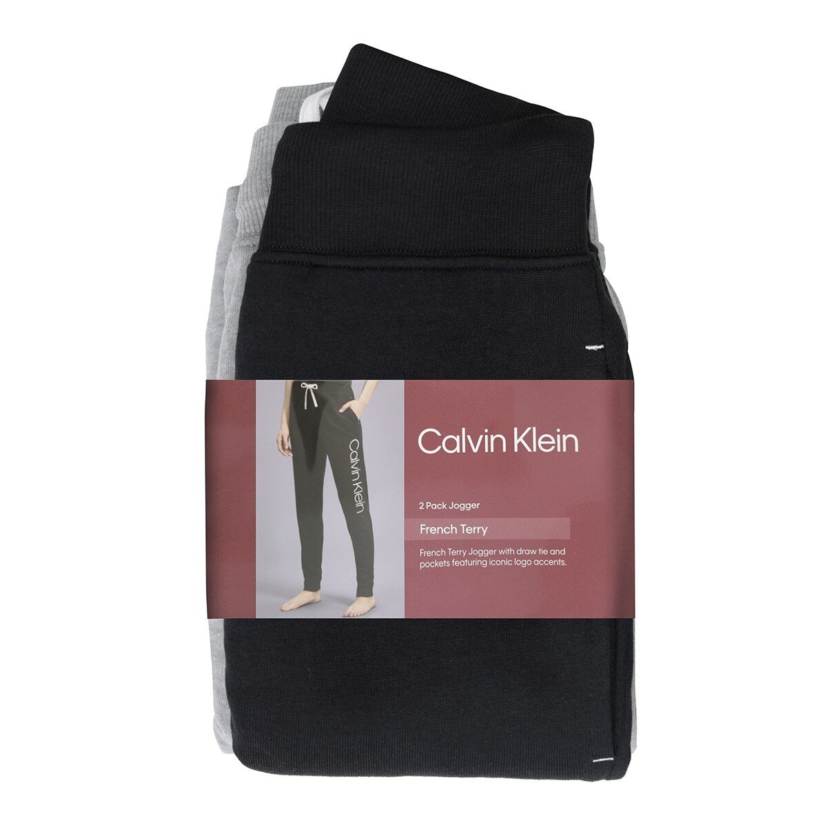 Calvin Klein Jeans 女縮口長褲兩入組 黑+淺灰