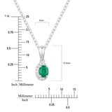 0.03克拉 14K白K金 綠寶石圓形鑽石項鍊 VS2/I