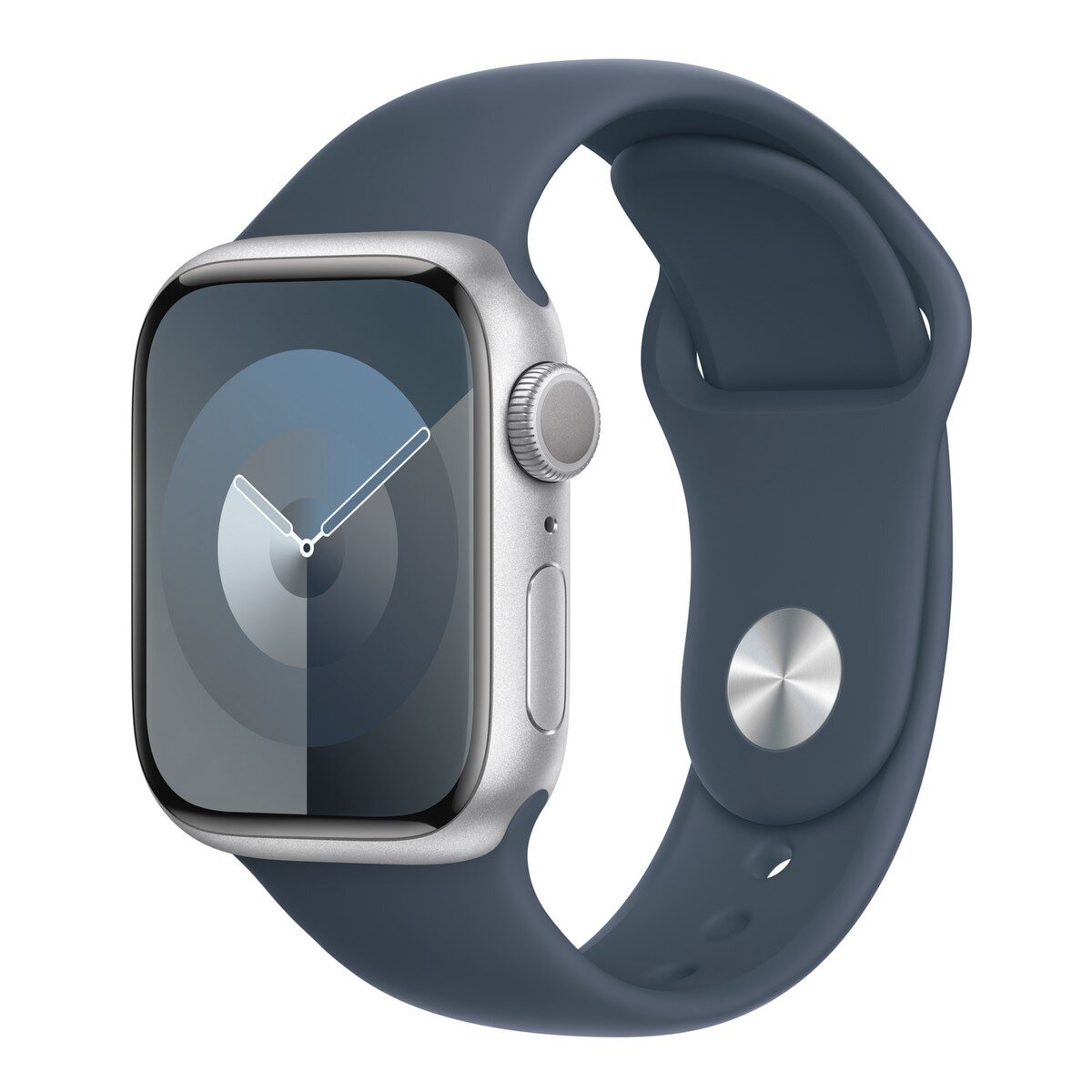 Apple Watch S9 (GPS) 41公釐銀色鋁金屬錶殼風暴藍色運動型錶帶