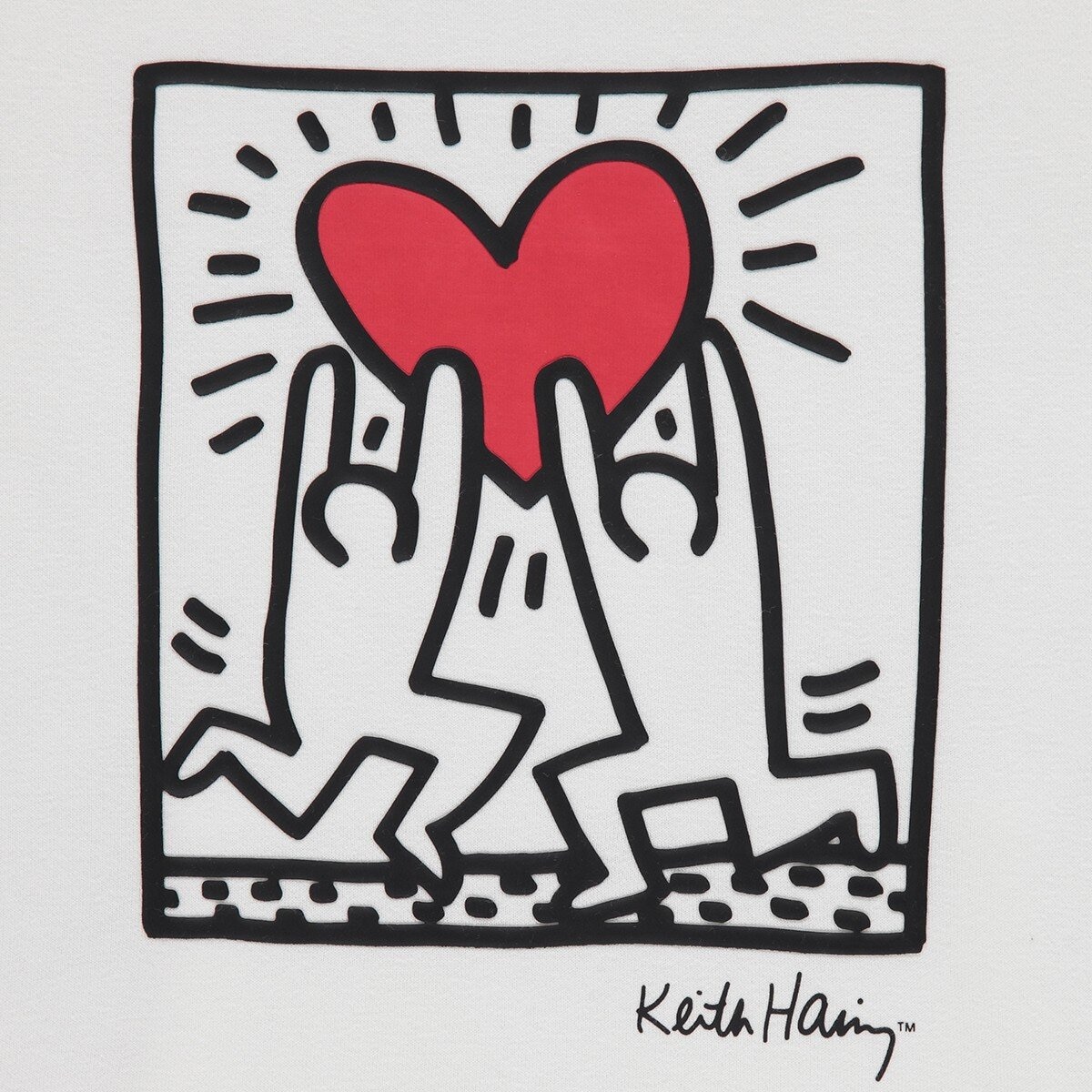 Keith Haring 兒童刷毛長袖連帽上衣 白