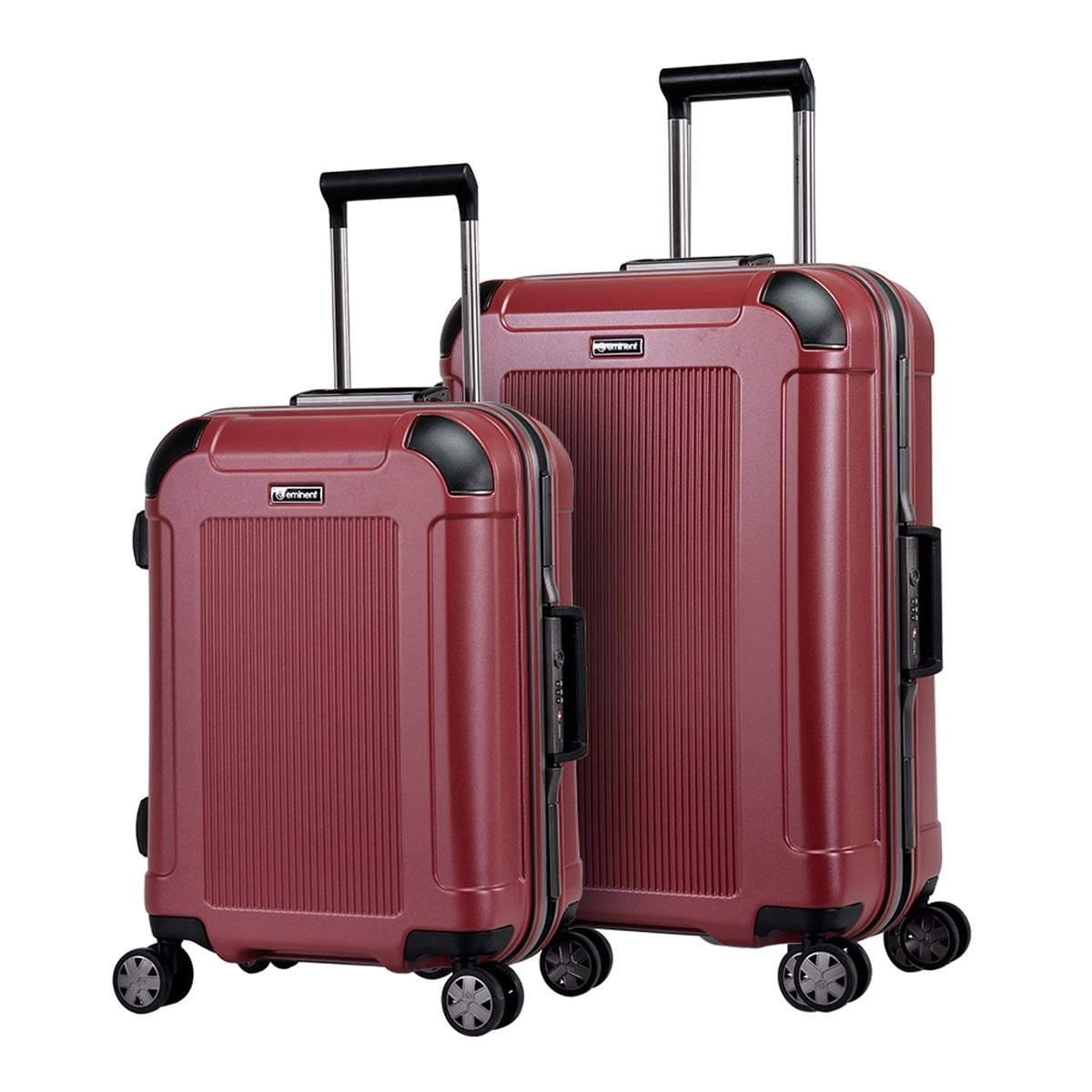 Eminent 20吋 + 24吋 PC+鋁合金細框行李箱 胭脂紅