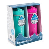 Thermoflask 不鏽鋼保冷/保溫瓶 474毫升 X 2件組 綠 + 粉