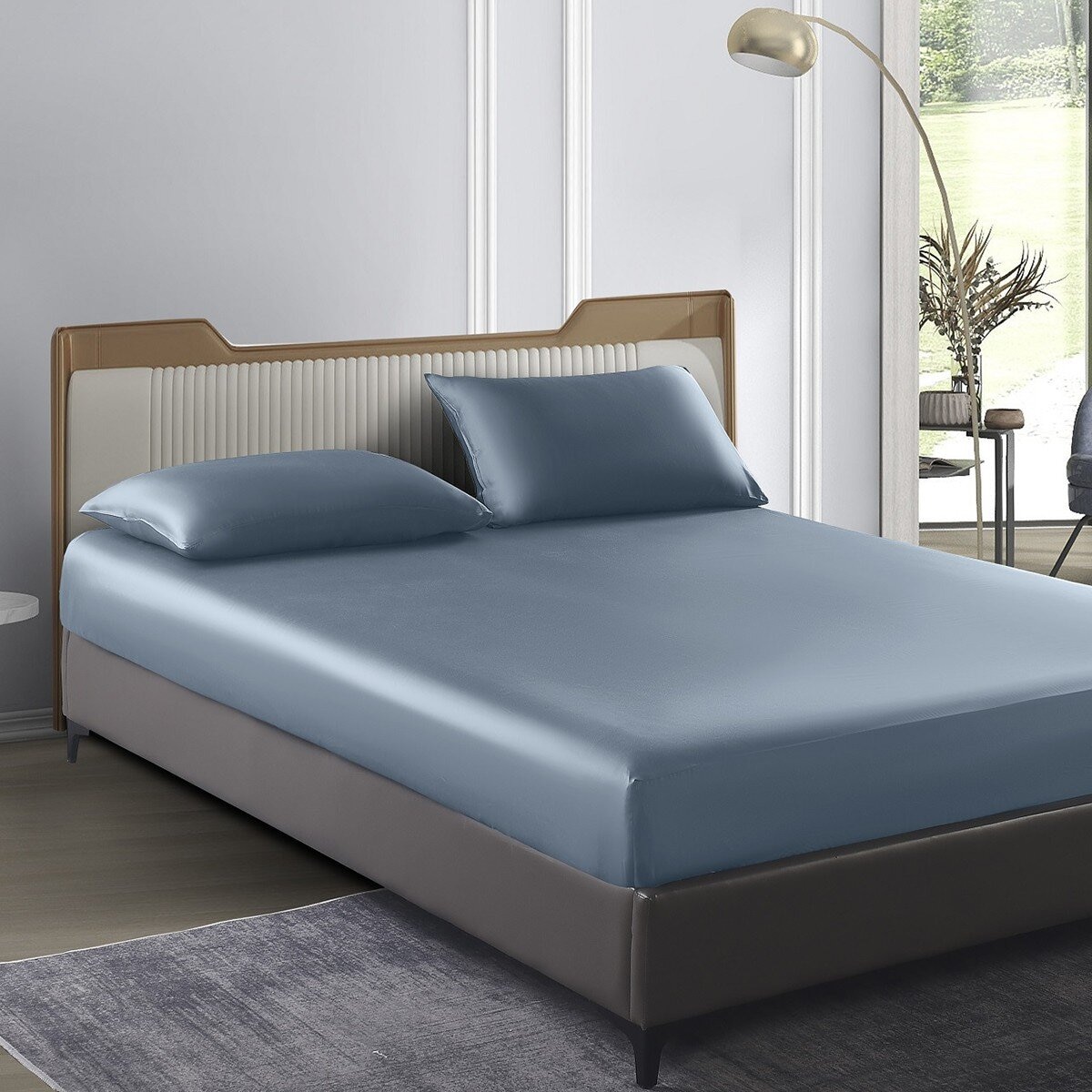 Don Home 萊賽爾素色雙人特大床包枕套三件組 182公分 X 212公分 霧藍