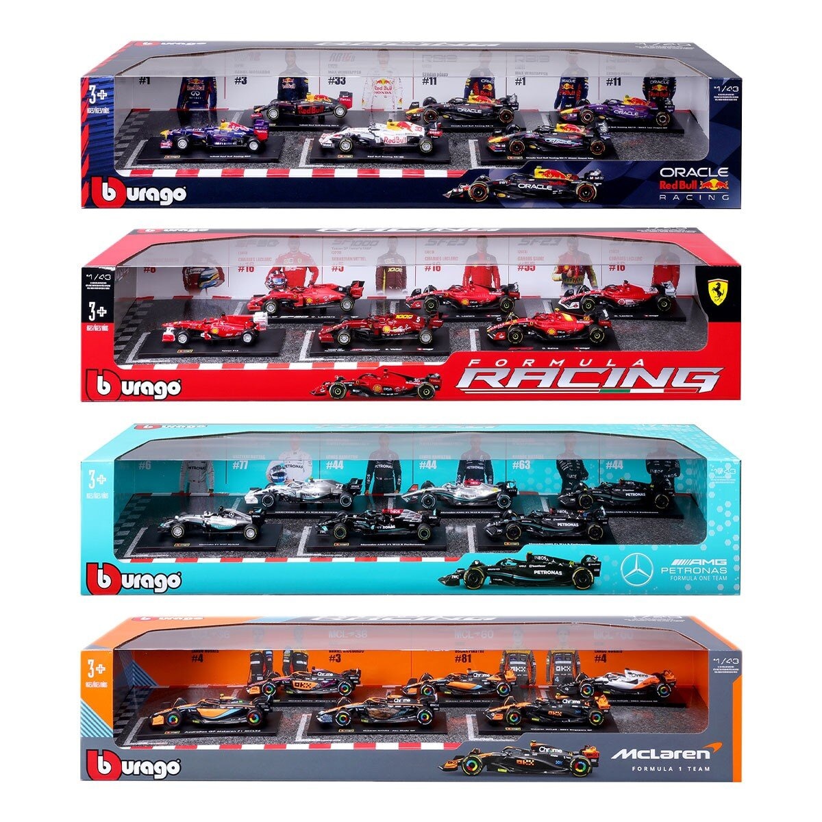 Bburago 1:43 F1 賽車收藏模型車 6入組 多種款式選擇