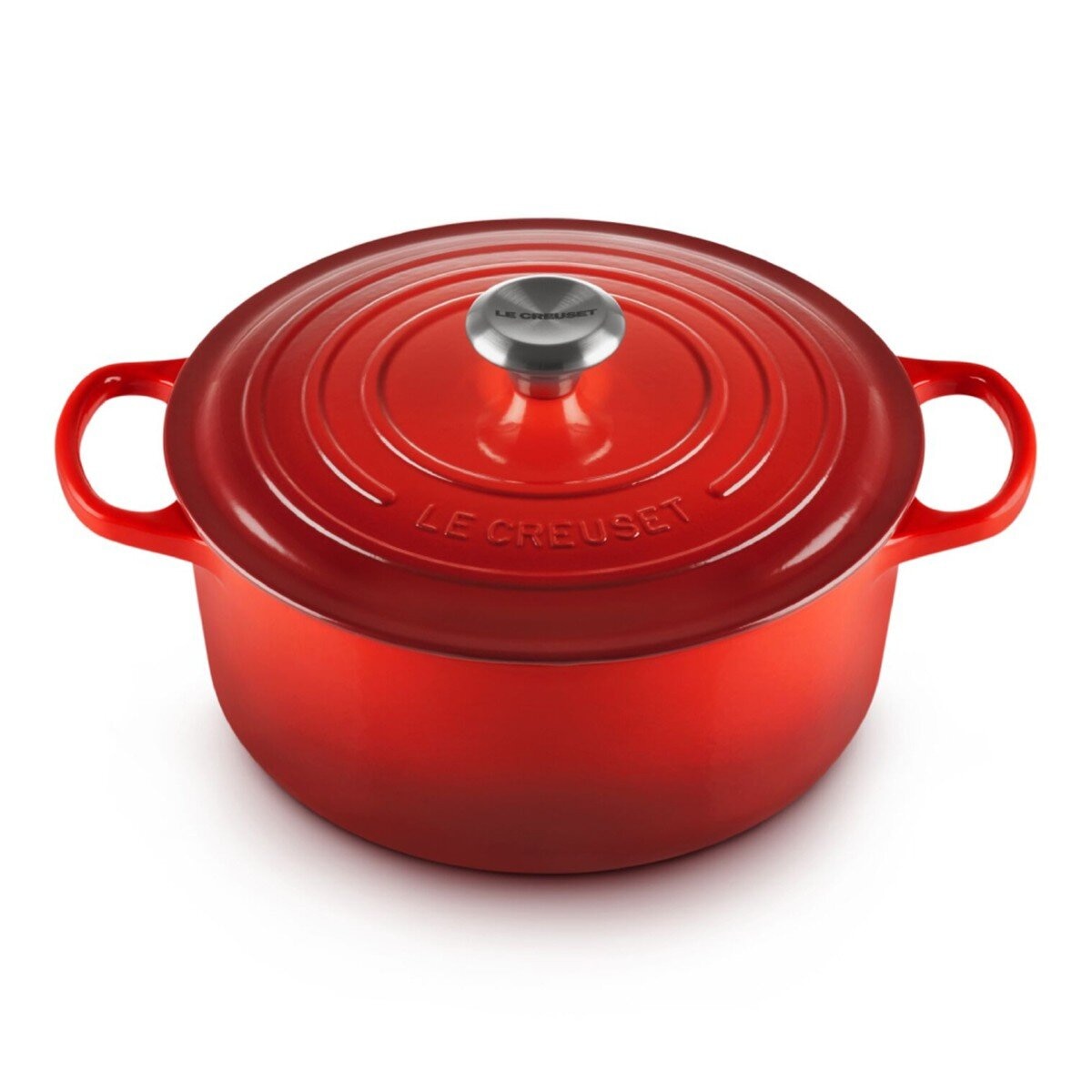 Le Creuset 雙耳圓形鑄鐵鍋 含鋼頭鍋蓋 26公分 櫻桃紅