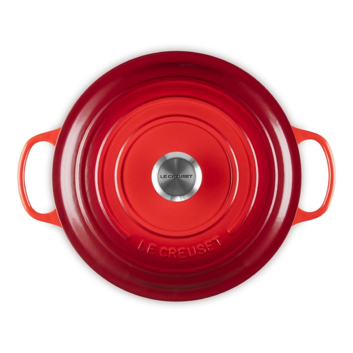 Le Creuset 雙耳圓形鑄鐵鍋 含鋼頭鍋蓋 28公分 櫻桃紅