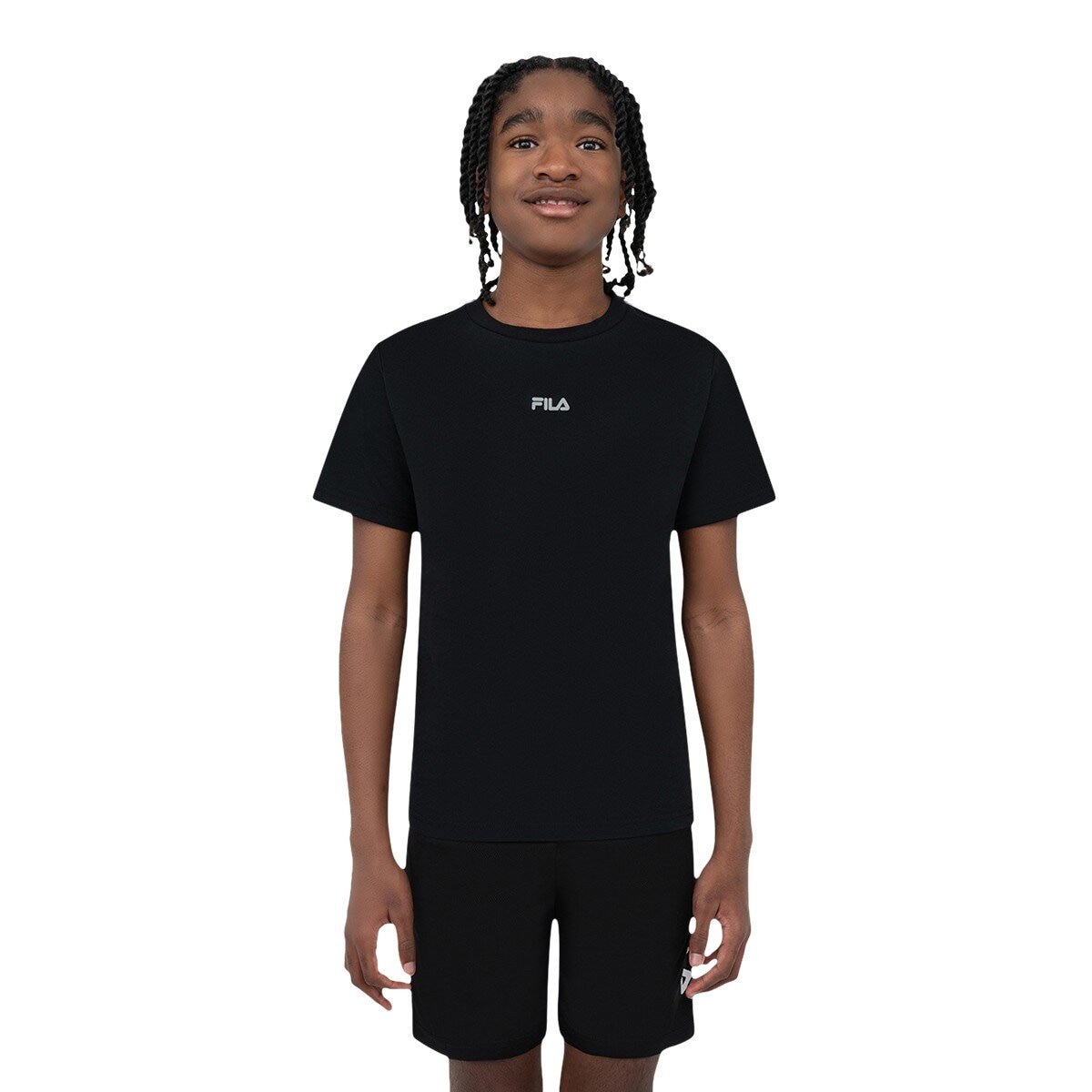 Fila 兒童短袖運動服飾三件組 黑色組