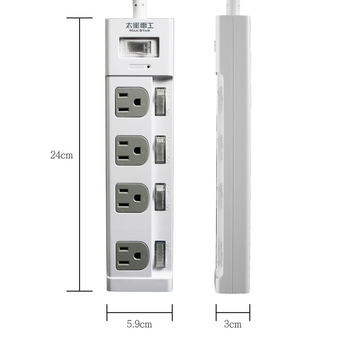 太星電工 五開四插延長線 / 15A 1.2公尺 + 1.8公尺 (兩入裝)