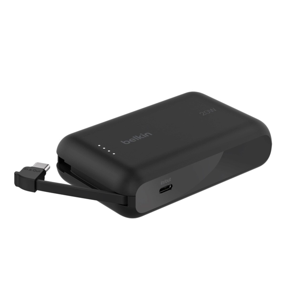 Belkin BoostCharge 10K 行動充電器隨附一體式纜線 2入 黑