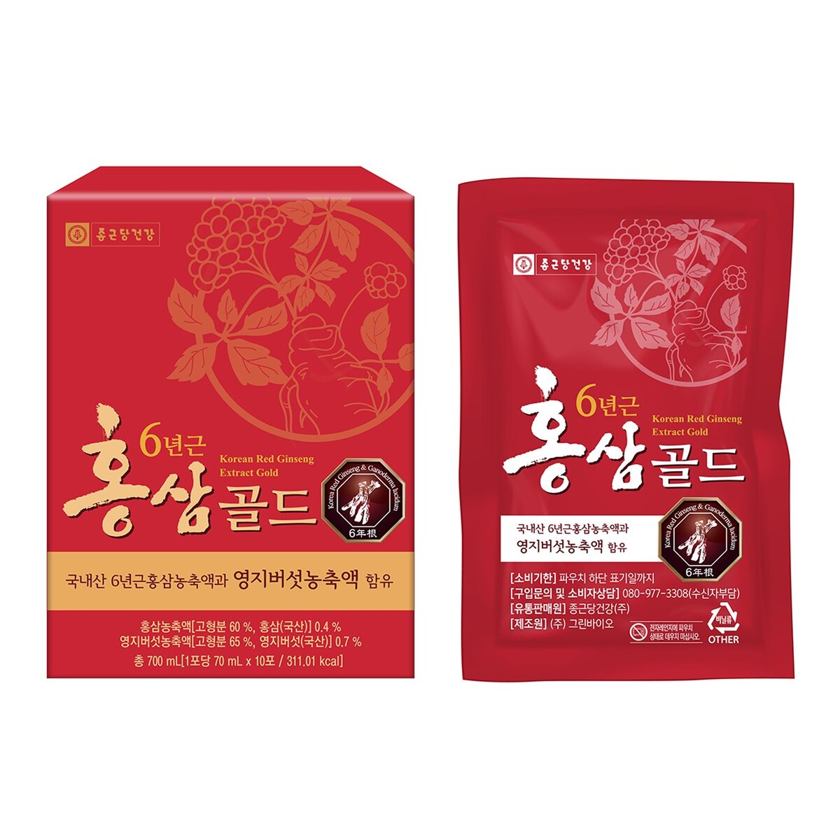 鍾根堂 六年根紅蔘液 70毫升 X 30包