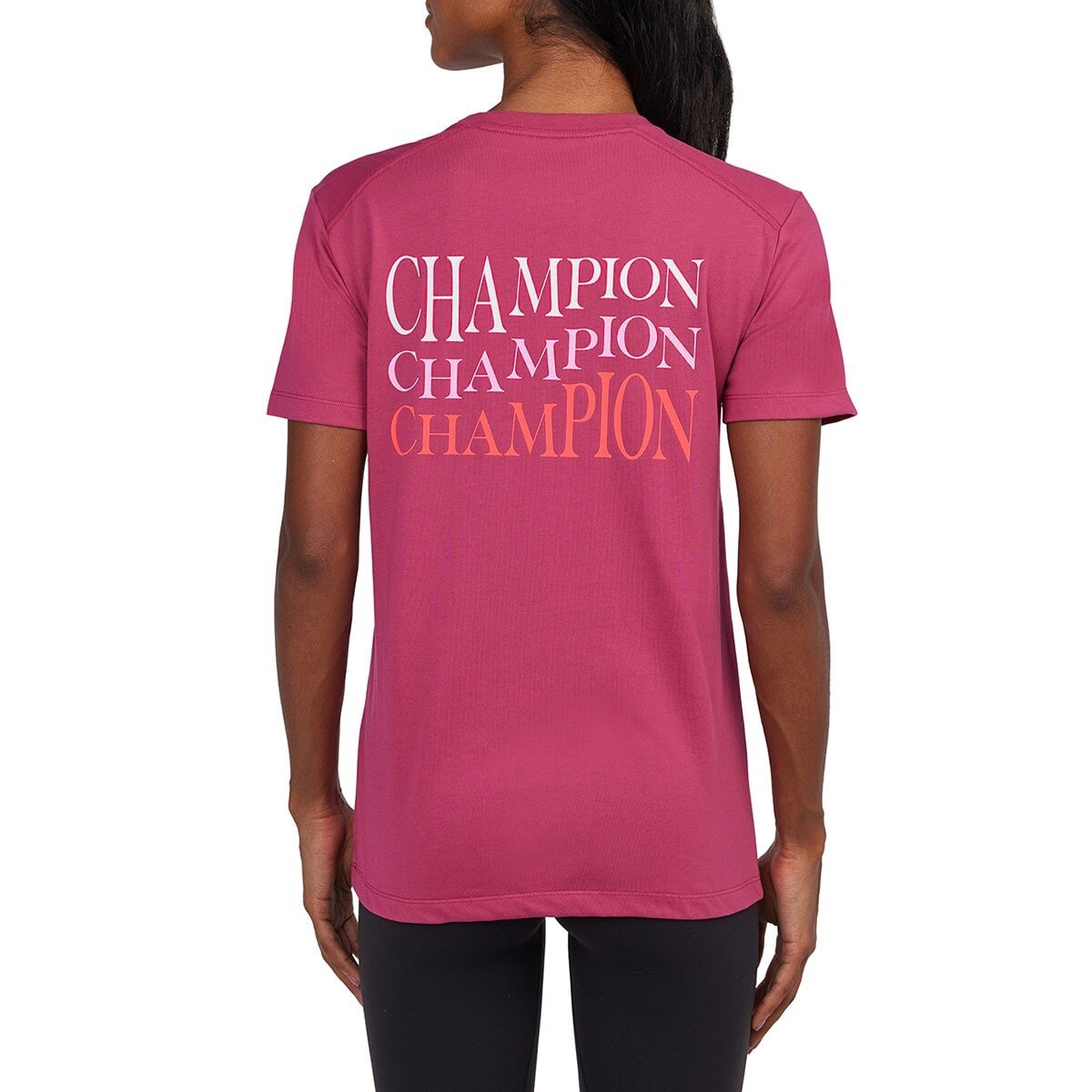 Champion 女經典款短袖上衣 桃紅
