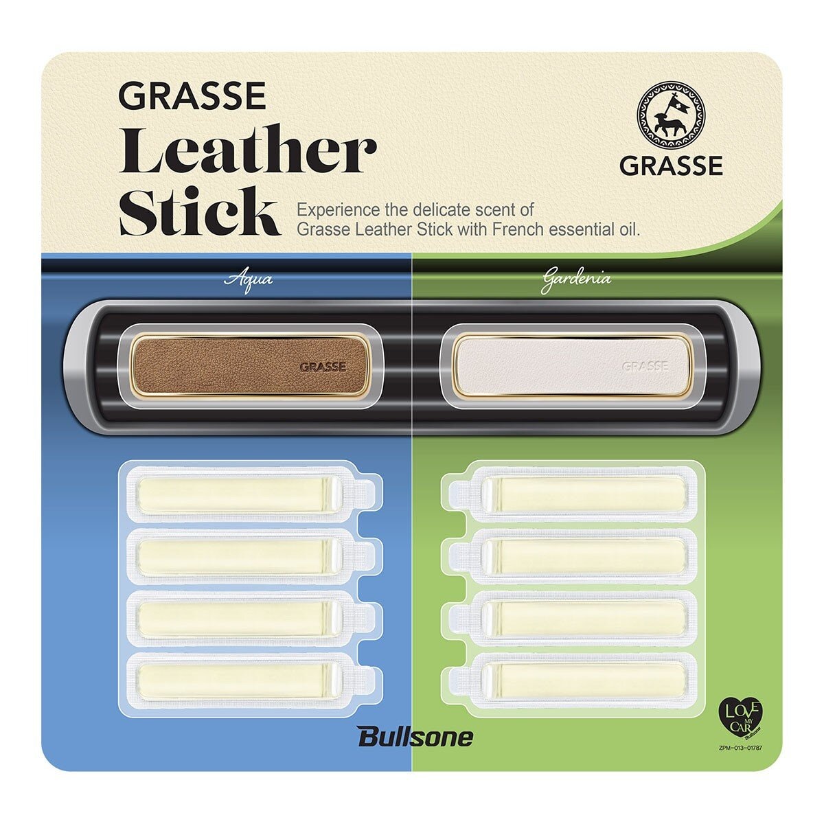 Bullsone GRASSE 車用皮革擴香器附支架及替換香水