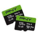 PNY 128GB Elite-X MicroSD U3/V30/A1 記憶卡含SD轉接卡 2入