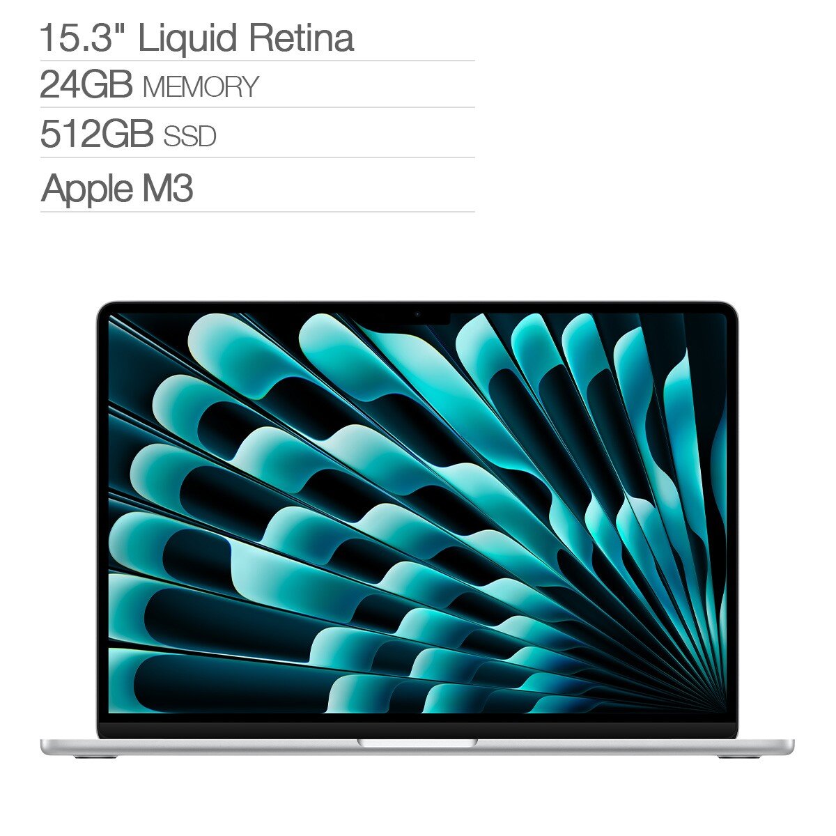 Apple MacBook Air 15吋 搭配 M3 晶片 8 核心 CPU 10 核心 GPU 24GB 記憶體 512GB SSD 銀色