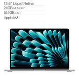 Apple MacBook Air 13吋 搭配 M3 晶片 8 核心 CPU 10 核心 GPU 24GB 記憶體 512GB SSD 銀色