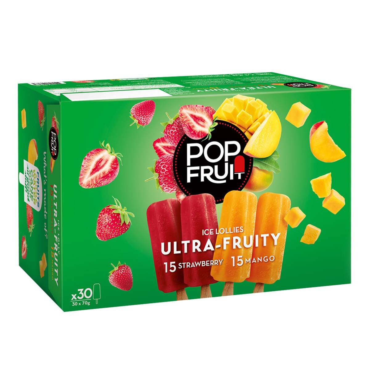 Pop Fruit 冷凍水果冰棒 草莓 & 芒果口味 70公克 X 30枝