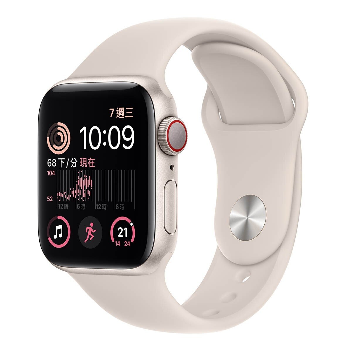 Apple Watch SE (GPS + 行動網路) 40公釐星光色鋁金屬錶殼星光色運動型