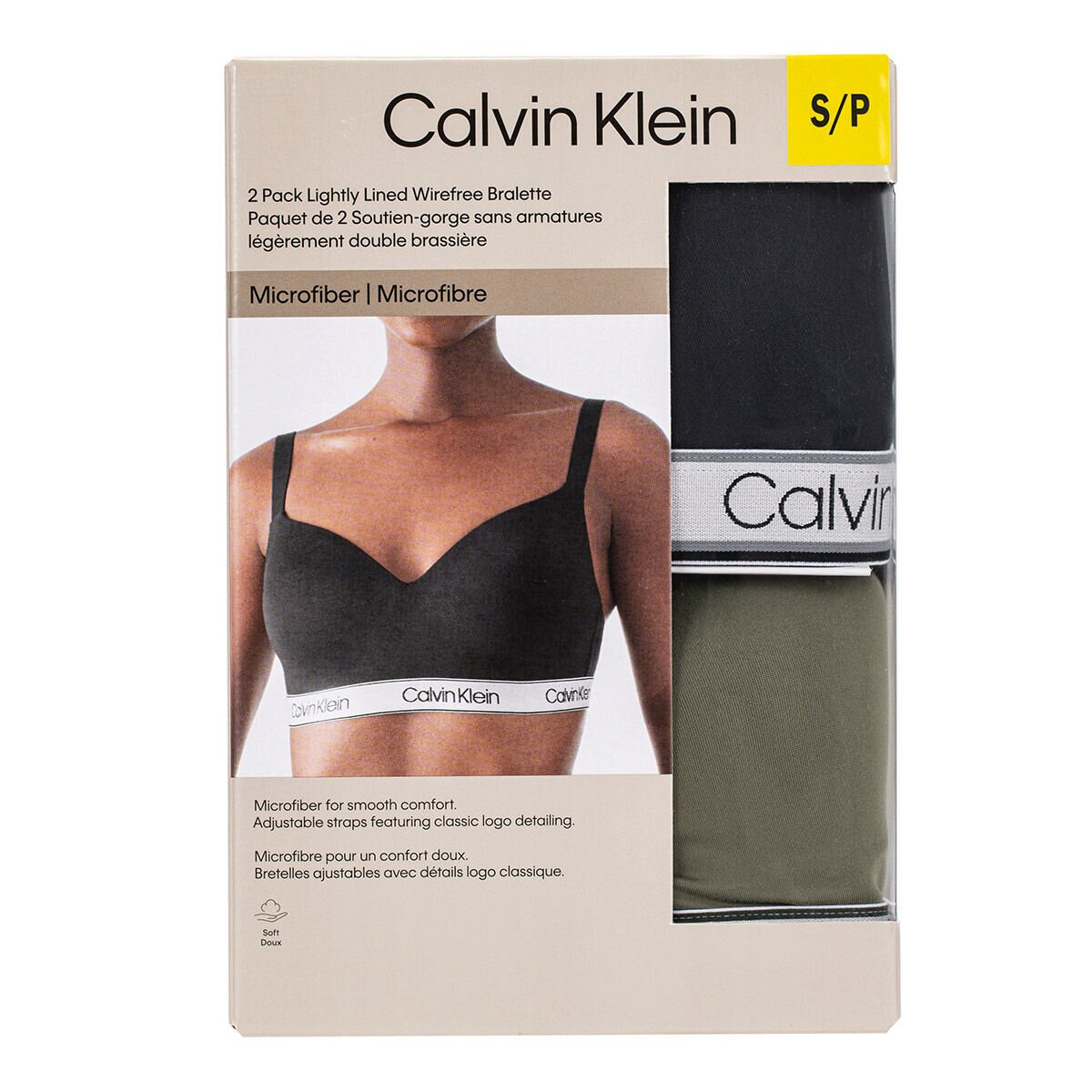 Calvin Klein 女無鋼圈內衣兩入組黑/墨綠M