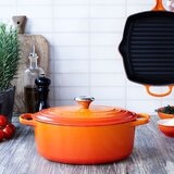 Le Creuset 雙耳圓形鑄鐵鍋 含鋼頭鍋蓋 28公分 火焰橘